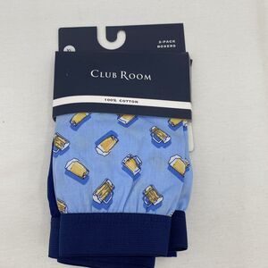 Club Room 2 Pack Beer Mug Solid Boxer Shorts Mens XL Navy / Placid Blue